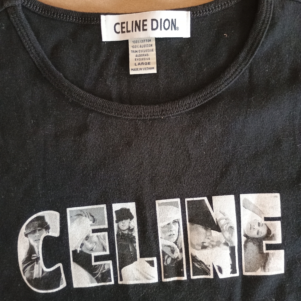 Celine Dion Women's Graphic T Shirt Black Large Runs Small  Short Sleeve - Picture 2 of 3